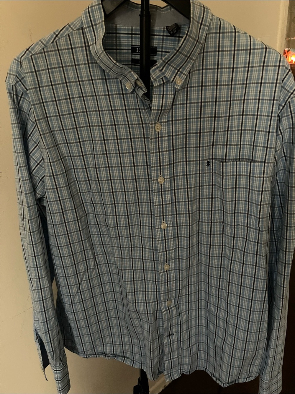 Light Blue Plaid Button-Down Shirt for young Men